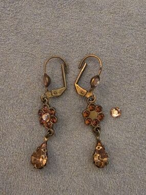 Michal Negrin Amber Floral Crystal Drop Earrings